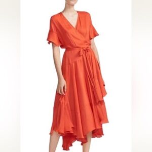 Maje Vibrant Orange High Low Dress